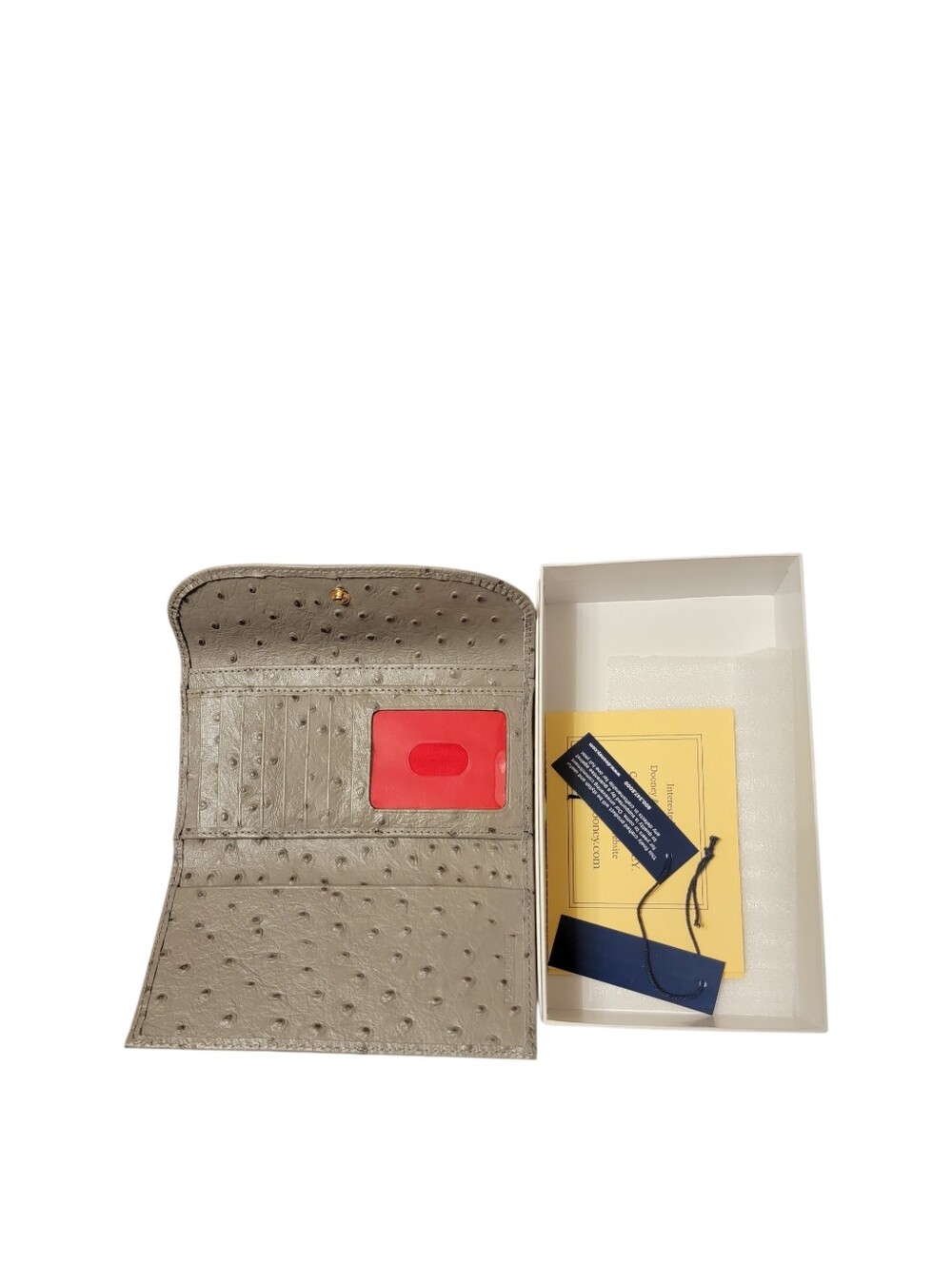Dooney & Bourke Taupe Ostrich-Embossed Leather Wallet with Gold Plaque,Authentic - Picture 6 of 7